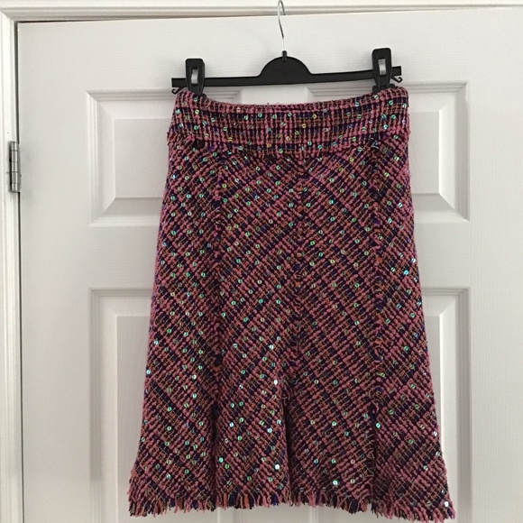 WD.NY Dark pink/ purple multicoloured tweed textured skirt size 4 - Picture 9 of 10